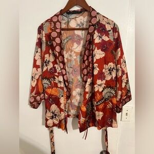 Zara Flower print silky blouse multi color